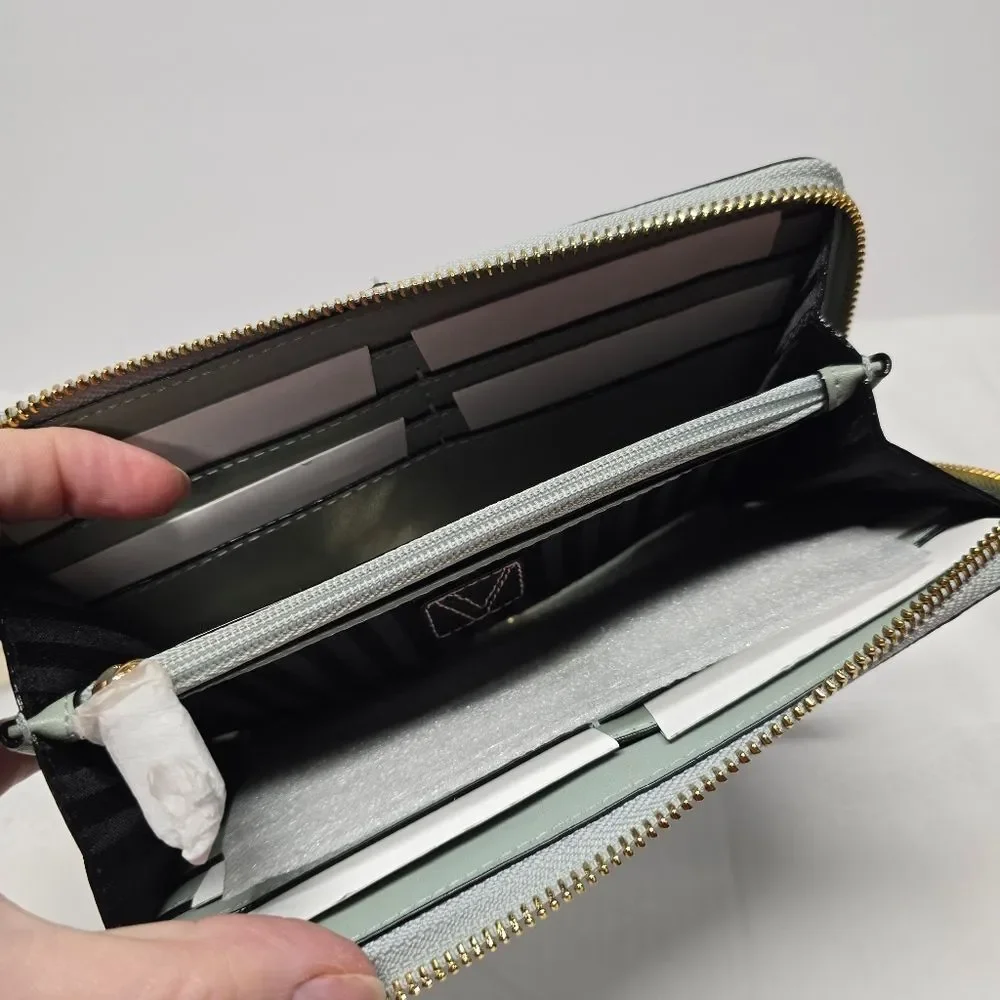 Victoria's Secret Teal Croc Embossed Vegan Leather Large Bi-Fold Wallet NWT - Picture 11 of 13